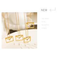 Nuevo collar con colgante en forma de sobre, joyería de lujo chapada en oro con incrustaciones de circonita cuadrada - details 7