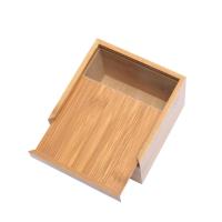 Organizador de escritorio de bambú cuadrado ecológico para oficina creativa, estante para pañuelos, servilletero, caja de almacenamiento - details 2