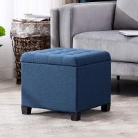almacenamiento, forma de cubo, 45 cm, de lino, asiento acolchado con tapa - details 1