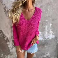 Suéteres de cuello en v para mujer, tops de punto informales - details 4
