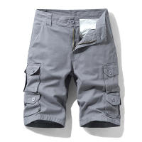 Shorts de Cargo de Algodón 100% Pantalones Cortos de Verano para Hombres Color Sólido - details 1