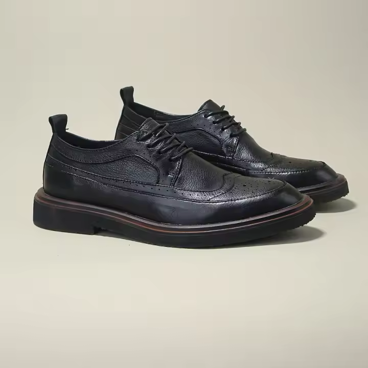 Zapatos de cuero vacuno puro de alta gama, cuero vacuno de primera capa, casuales, transpirables, suela suave - 1