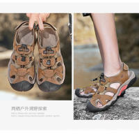 Sandalias de hombre de verano de cuero genuino |   Punta cerrada, suela gruesa antideslizante, diseño ajustable para exteriores – tallas 38–48 - details 15
