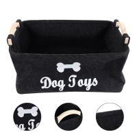 Cesta de almacenamiento de juguetes para perros de fieltro con asa, diseño de dibujos animados, contenedor de juguetes para mascotas, caja negra plegable, organizador de juguetes para gatos y cachorros - details 1