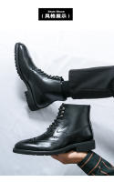 Zapatos de cuero de caña alta botas de hombre con cordones de negocios botas cortas - details 5