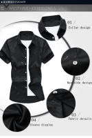 Camisas de Negocios Casuales para Hombres Estampado Elegante, Elástico, Sin Hierro, Ropa de Oficina Formal, Talla Grande, Moda de Trabajo - details 1