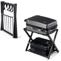 Equipaje de Almacenamiento Plegable de 2 Pisos Soporte para 2 Maletas Negro 68x44x57cm Paquete - details 0