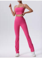 Conjunto deportivo de dos piezas para mujer, sujetador de yoga y polainas, material de nailon/spandex - details 3