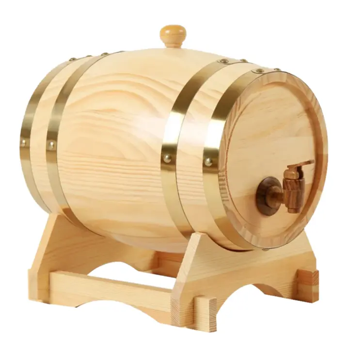 Barril de vino de madera de roble Vintage, accesorios de elaboración casera, contenedor de almacenamiento de gran capacidad para Tequila, vino y whisky, 1.5L/3L - 1