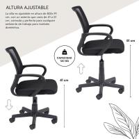 Silla de Oficina ergonómica de Piel sintética Negra, con Ruedas giratorias, reposabrazos, Altura Regulable, de Acero y Espuma Blanda, fácil de Montar y desplazar, 56x48x95 cm - details 17