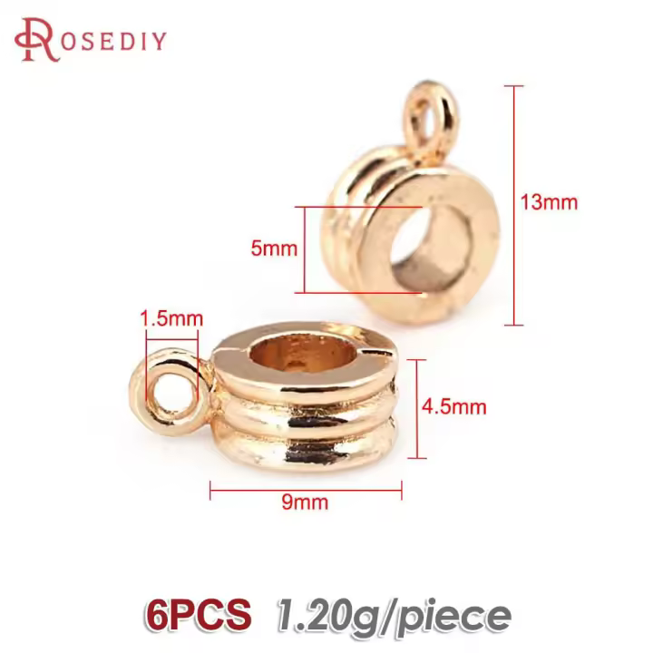 Círculo redondo de latón de Color dorado de 18K, pulseras con agujeros grandes, collares de cuentas, colgantes, conectores, suministros para fabricación de joyas - 1