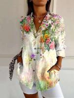 Camisas casuales de moda para mujer al aire libre, calle popular, patrón de flores HD, aumento de 2024 - details 1