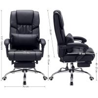 Escritorio computadora Oficina Ergonómica con reposapiés Plegable PU Metal Cromado Negro 150 kg OBG71B - details 2