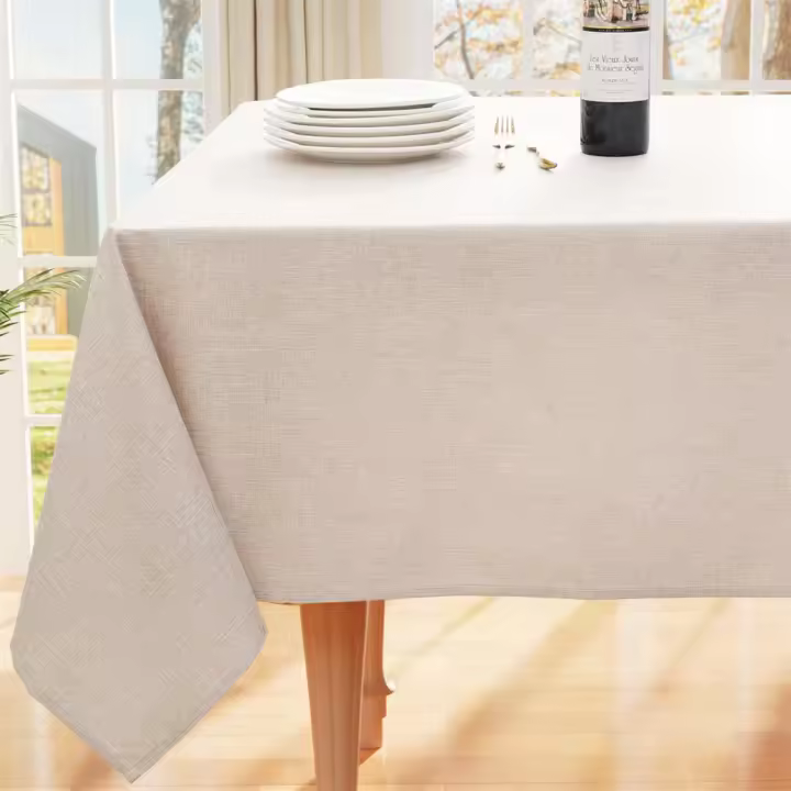 Mantel redondo rectangular de tela sintética, impermeable, limpiable, lavable, para cocina y comedor - 1