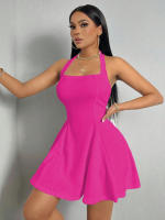 Vestido corto de verano con cuello Halter para mujer, vestido de verano con cintura acampanada, Y2K - details 10