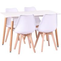 Sillas de ComedorBasic - Pack de 4 Sillas Nórdicas en Blanco, Negro y Gris con Asiento Tapizado y Patas de Madera de Haya Maciza (Negro) - details 15