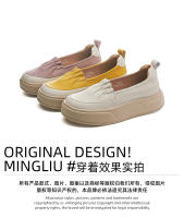 Suela de espuma de cuero pequeños zapatos blancos nueva plataforma de un pedal solo zapatos de las mujeres retro versátil mocasines - details 10