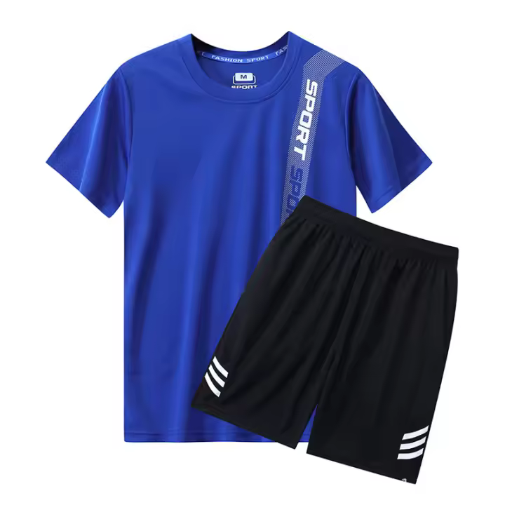 Conjunto de Camiseta Deportiva de Verano de Secado Rápido Cuello Redondo Material de Poliéster - 1