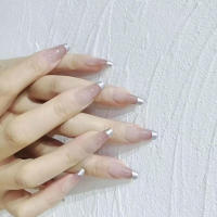 Manicura púrpura translúcida de longitud media con textura suave y no granulada para técnico de uñas, uso diario - details 7