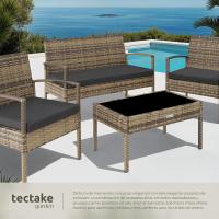 Conjunto de Jardín Exterior de Ratán y Aluminio, Muebles de Jardín Exterior Resistentes a la Intemperie, 2 Sillones, 1 Sofá, 1 Mesa de Cristal, con Cojines de 5,5 cm y 2 Juegos de Fundas - Gris - details 20