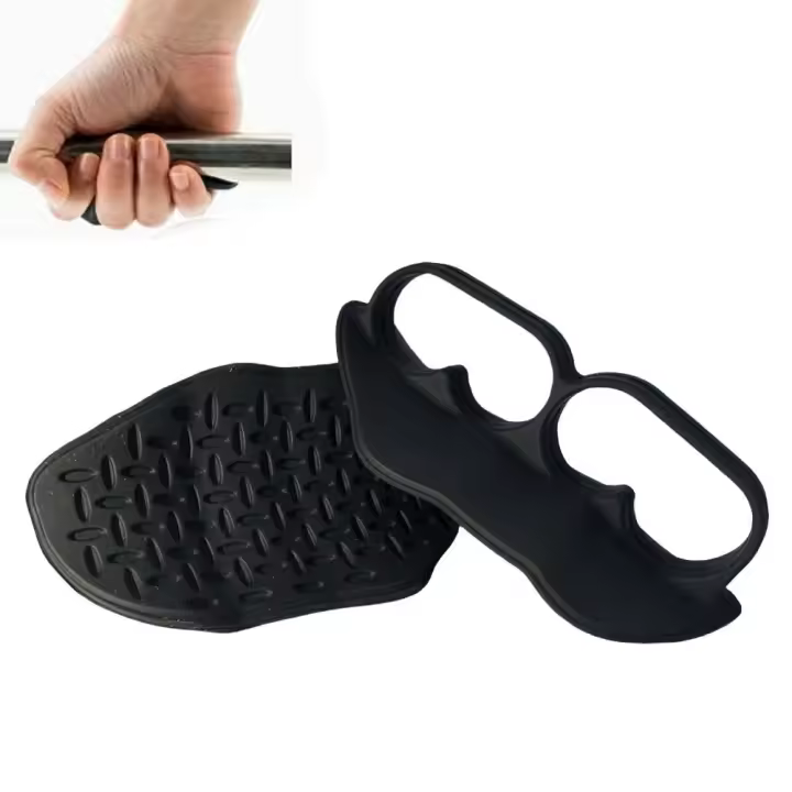 Almohadilla de potencia de Palma para Fitness, doble agujero, antideslizante, ergonómico, entrenador de fuerza, protector de mano de entrenamiento de silicona suave, 1 par - 1