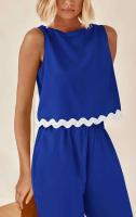 Conjunto de Pantalones de Moda de Cintura Alta y Piernas Anchos Camiseta Corta sin Mangas - details 17