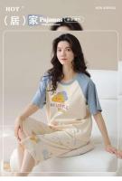 Verano 2025 Pijamas Sueltos de Manga Corta hasta la Rodilla 100% Algodón Decoración del Hogar para Mujeres Coreanas - details 2