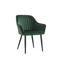 Silla de comedor, Sillón, Silla tapizada con reposabrazos, Asiento de 49 cm de Ancho, Patas metálicas, Forro de terciopelo, Carga de 110 kg, para dormitorio, salón, Gris LDC088G01 - details 6