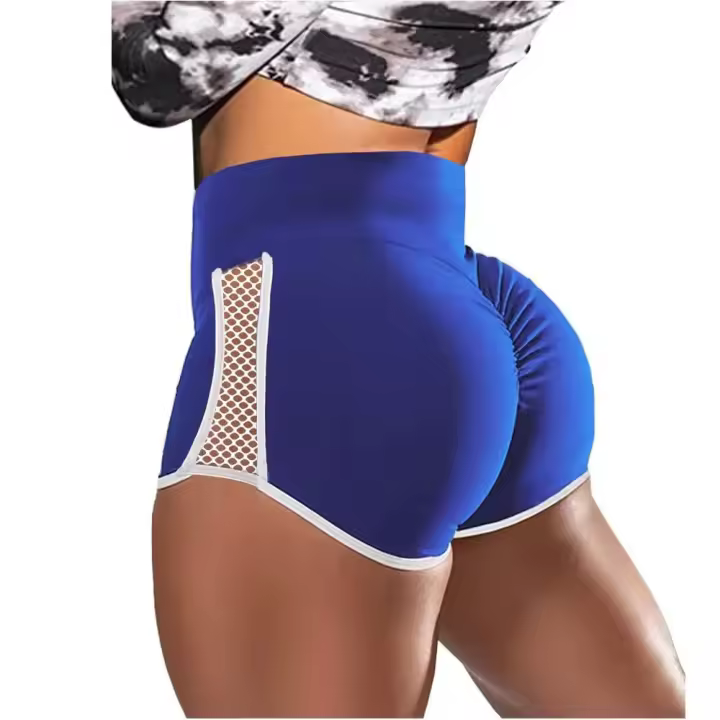 Pantalones cortos deportivos de cintura alta para mujer, pantalones cortos elásticos de secado rápido con agujeros laterales, ajustados, multiusos, para ejercicio y yoga - 1