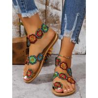 Sandalias de moda con flores de imitación bordadas - details 2