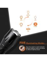 Linterna LED De Alta Potencia Para Camping Torcha Con 5 Modos De Iluminación Aleación De Aluminio Zoomable Impermeable Uso Con 3 Pilas AAA - details 4