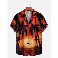 Camisa informal hawaiana, diseño de puesta de sol para hombre, ropa de playa de manga corta 3D divertida para mujer, camisa nueva con gran descuento RAL Y2K Tops 4XL - details 5