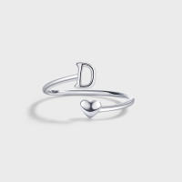 Anillos de Letras para mujer, Plata de Ley 925, A-Z, Iniciales apilables de Nombre, Anillo Abierto con Talla Ajustable - details 3