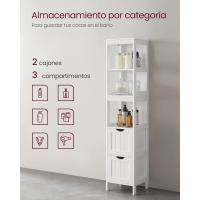 Armario de Baño Alto Almacenamiento Independiente con 2 Cajones y 3 Estantes Abiertos - details 4