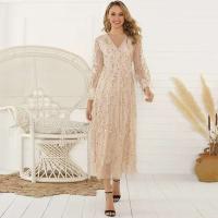 2024 Nueva colección Primavera/Verano Vestido largo de mujer con cuello en V y manga de noche para fiesta - details 1