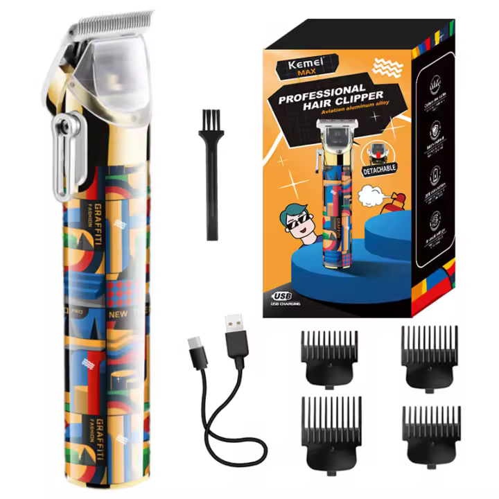 Kemei-cortadora de pelo ajustable para hombre, máquina eléctrica profesional para cortar cabello y barba, recargable, 5087 - 1