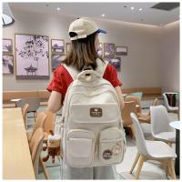 Nueva y bonita versión coreana de la mochila del campus ins para estudiantes femeninas de primaria y secundaria de gran capacidad, mochila ancha con correa para el hombro fuerte y duradera. - details 23