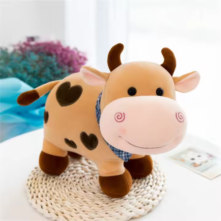 Muñeco de peluche de animales de algodón para niñas, juguete de vaca suave de dibujos animados, decoración del hogar, Kawaii - 1