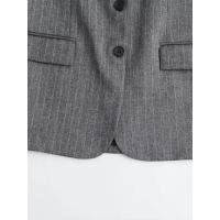 Blazer de Rayas con Bolsillos para Mujer Moda de Cashmere de Un Solo Botón - details 4