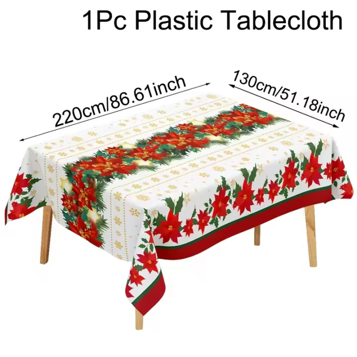 Mantel desechable Holly Xmas wer Cover adornos navideños para el hogar 2024 Navidad Noel regalo Decoración de mesa - 1