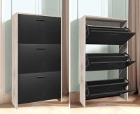Mueble zapatero de 12 pares - Estantería de gran capacidad para vestíbulo o pasillo - (ancho) 60 x (profundidad) 24 x (alto) 80 cm - Madera clara blanca - details 108