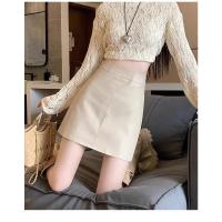 Falda midi popular de cuero negro y falda ajustada hasta la cintura - details 22