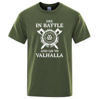 Camiseta de hombre con estampado vikingo, eslogan "Die in battle, go to Valhalla", ropa de marca, estilo hip-hop, verano, talla grande - details 13