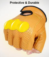 Guantes de cuero de medio dedo para hombre, equipo de protección, transpirables, para Motocross y motociclista - details 4