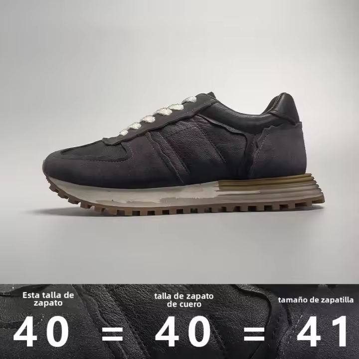 Zapatos deportivos para hombre, hechos a mano, estilo maduro, retro, de cuero, con suela gruesa y transpirable. - 1