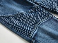 Nuevos pantalones vaqueros Vintage de retales para hombre estilo motero ajustados rectos con cierre elástico pantalones de ciclismo Denim moda urbana - details 7