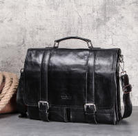 Bolso de Hombre CONTACT'S de Cuero de Verduras para Abogados Bolsa de Negocios Vintage Grande para Portátil y iPad Material de Revestimiento Poliéster Tamaño 13inch Negro - details 1