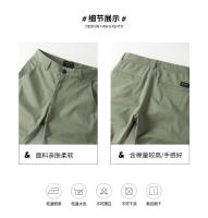 Pantalones cortos cargo de puro algodón, corte slim, pantalones gruesos de color liso. - details 2