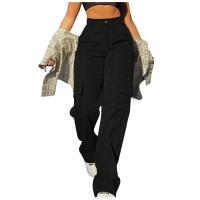 Pantalones Harajuku de lino y algodón, pantalones de pierna ancha de cintura alta de sarga elástica, ropa informal de pierna recta Chino Y2k, moda 2024 - details 3