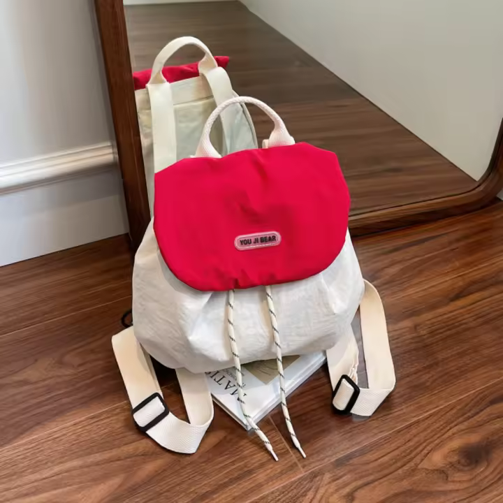 Regalo Mochila con cordón de Color sólido Nylon de gran capacidad bolso escolar para estudiantes bolso de estilo coreano bolso de hombro de viaje - 1